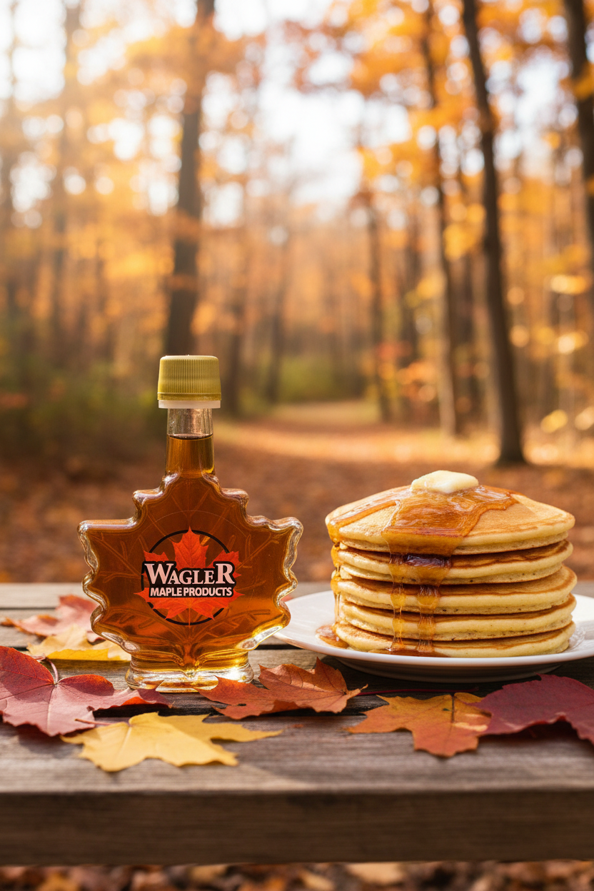 Autumn Maple Leaf Glass Bottles - Pure Canadian Maple Syrup from Ontario (50ml, 100ml, 250ml, 500ml)