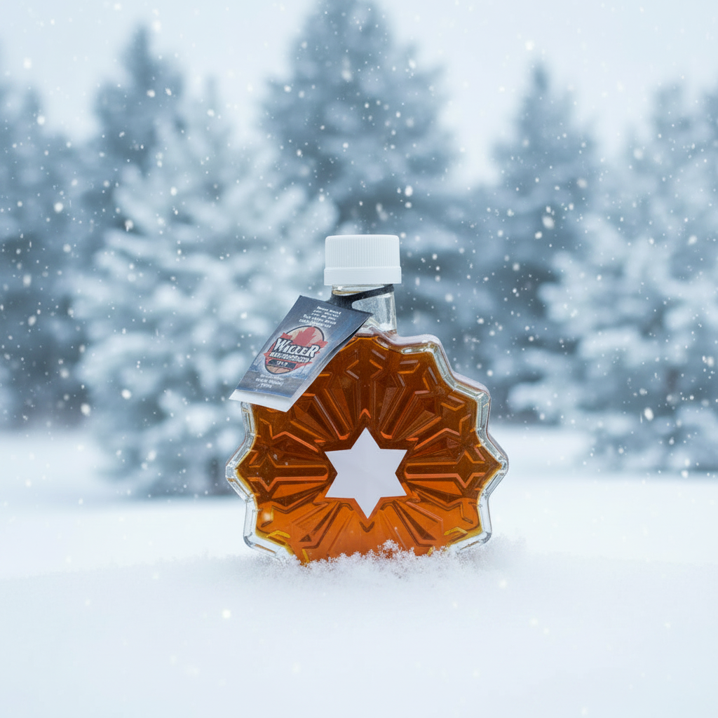 Snowflake 100% Pure Ontario Maple Syrup Holiday Gift - 250ml glass bottle