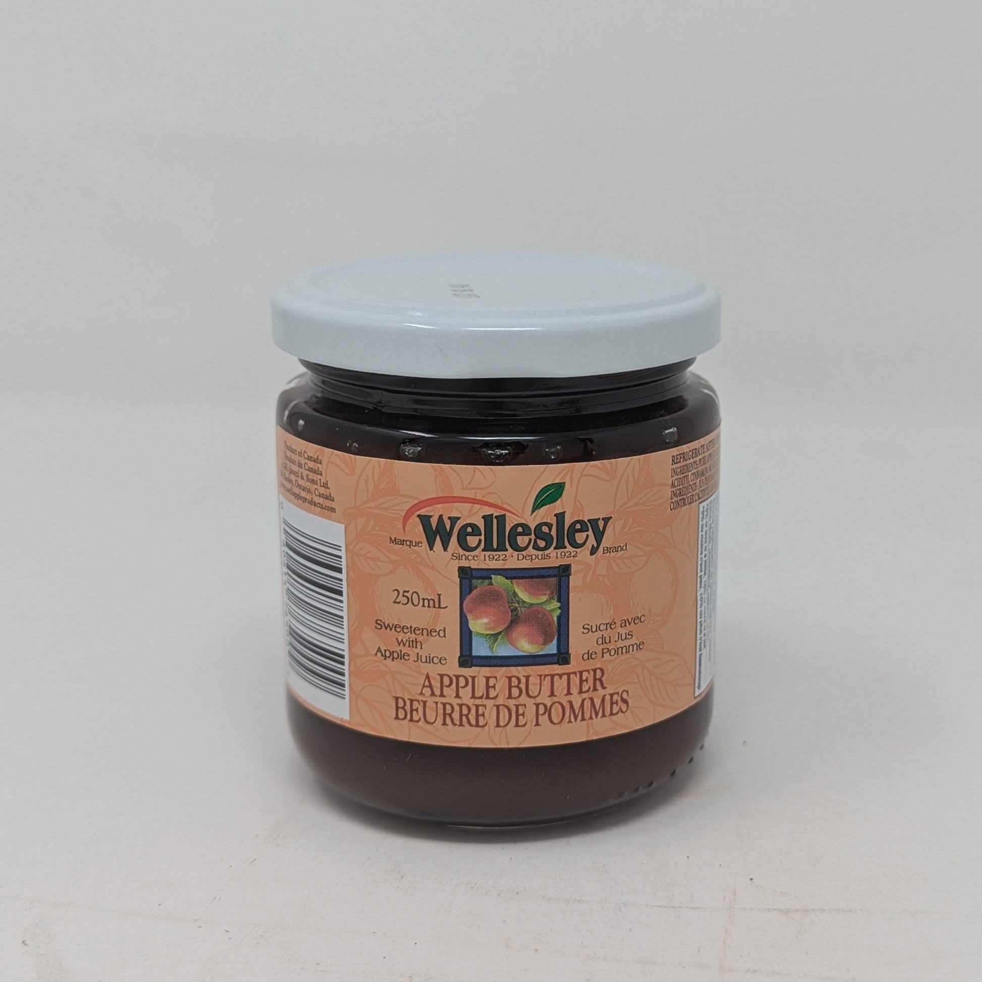 Jar of Wellesley Apple Butter on a white background 250ml
